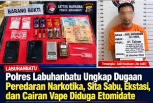Resnarkoba Polres Labuhanbatu Bekuk Dua Pria, Sabu 21,57 Gram dan Ekstasi Disita